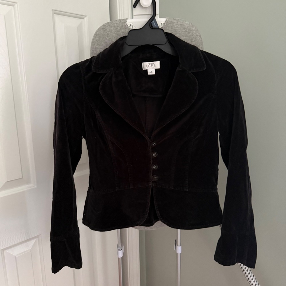 Ann Taylor LOFT Velvet Blazer 6 Y2k Dark Academia Gothic Holiday Cotton Jacket